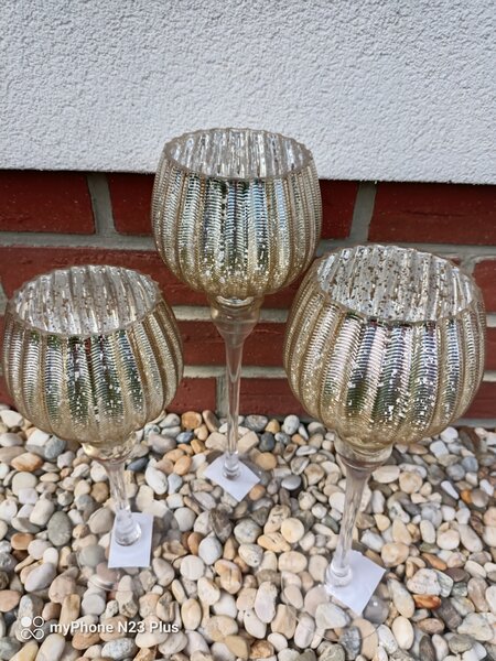 Lampy Tiffany Svietnik stojanový - zlatý 1006