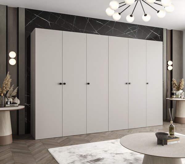 Elegantná šatníková skriňa CAITIR 1 300 cm - kašmír / čierne úchyty