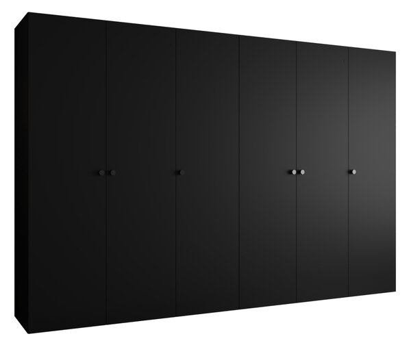 Elegantná šatníková skriňa CAITIR 1 300 cm - čierna / čierne úchyty