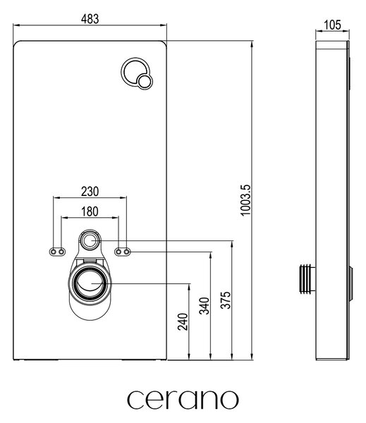 CERANO - Kompletná WC súprava Modul/Felci - biela lesklá - integrované WC tlačidlo - pneumatický modul - 53x37 cm