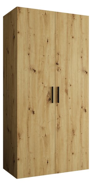 Priestranná šatníková skriňa HELMA 1 100 cm - dub artisan / čierne úchyty