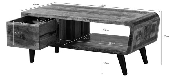 RETRO Konferenčný stolík 120x60 cm, staré drevo
