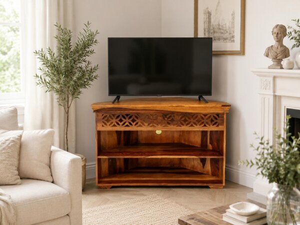 TV stolík rohový Mira 110x70x50 indický masív palisander