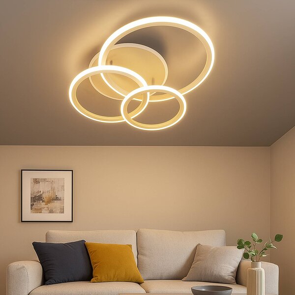 Stropné LED svetlo Gelder, 60 cm, greige/piesková, RGBW,, Obývacia izba / jedáleň, kov, Moderný, Stropné svetlo