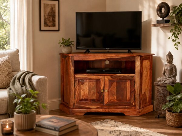 TV stolík rohový 110x70x50 indický masív palisander