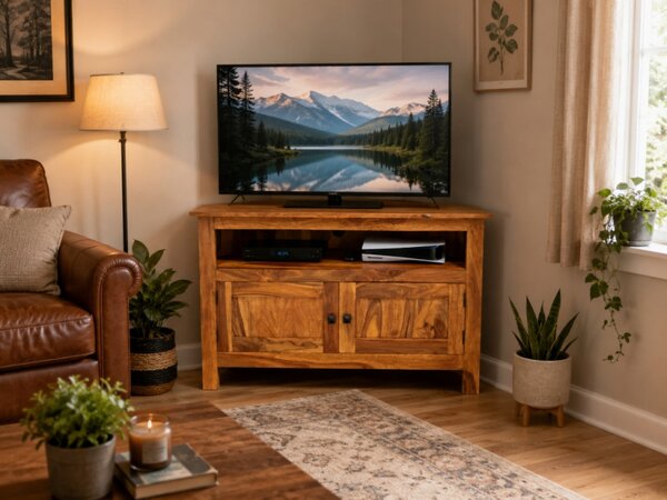 TV stolík rohový Rami 110x70x50 indický masív palisander