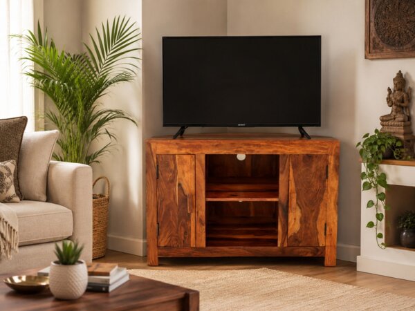 TV stolík rohový Kali 110x70x50 indický masív palisander