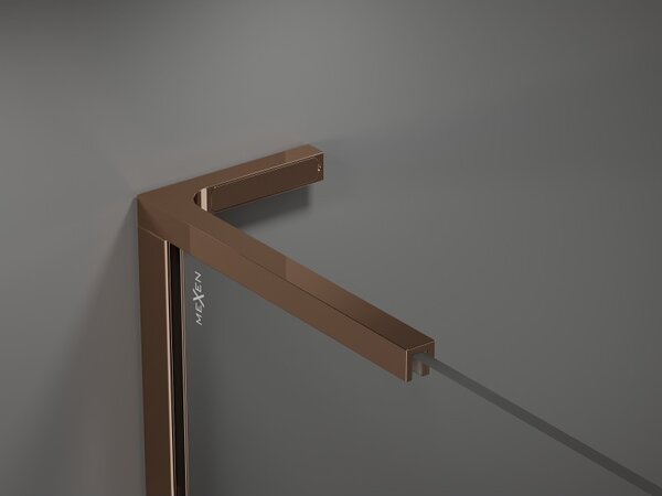 Mexen Velar L Duo, posuvné sprchové dvere do otvoru 140 cm, 8mm šedé sklo, ružové zlato, 871-140-003-42-60