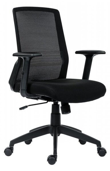 Kancelárska ergonomická stolička NOVELLO — sieť / látka, čierna