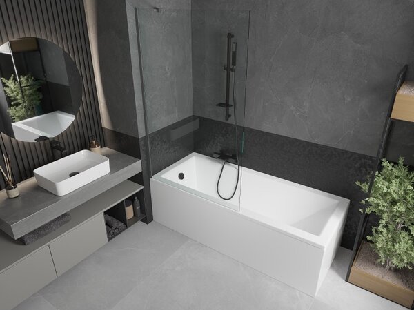 Mexen Next, 1-krídlová vaňová zástena 100 x 150 cm, 6mm číre sklo, grafitová, 895-100-000-00-00-95