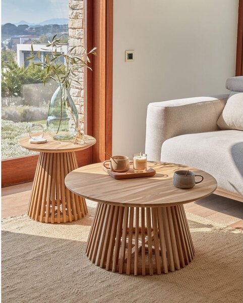 Konferenčý stolík z teakového dreva Kave Home Irune, ⌀ 80 cm