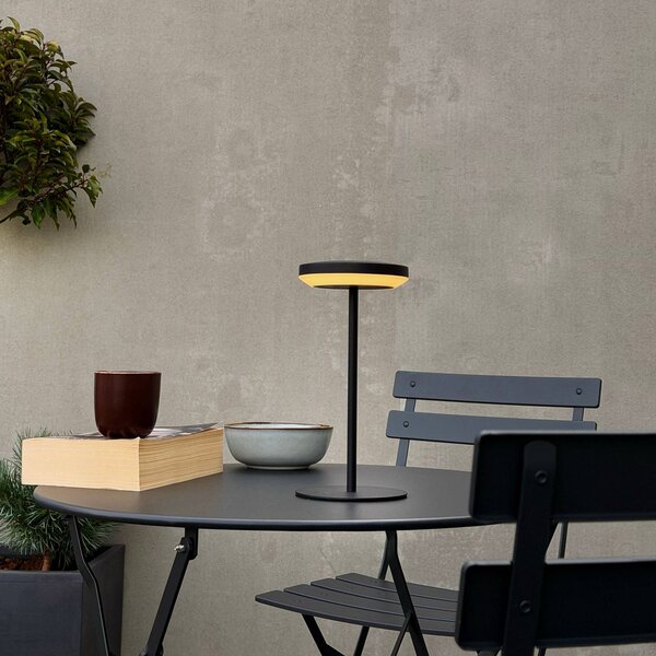 Solárna stolová LED lampa Dyberg Larsen Otera s osvětlením, čierna, 25 cm,, Čierna, Hliník, Moderný, Stojacie svietidlo