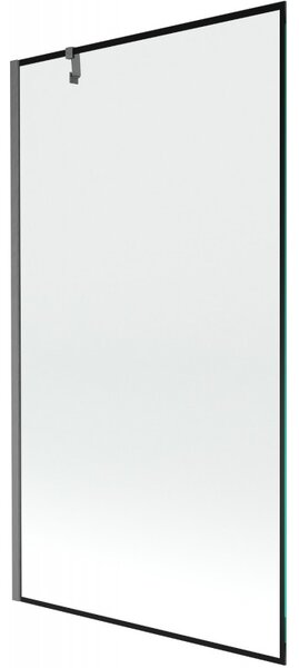 Mexen Next, 1-krídlová vaňová zástena 100 x 150 cm, 6mm číre sklo - čierny vzor, brúsená grafitová, 895-100-000-00-70-66