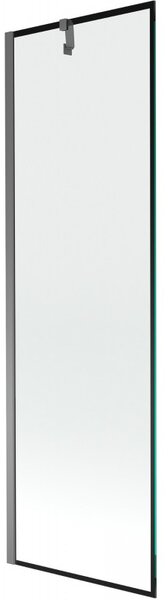 Mexen Next, 1-krídlová vaňová zástena 60 x 150 cm, 6mm číre sklo - čierny vzor, grafitová, 895-060-000-00-70-95