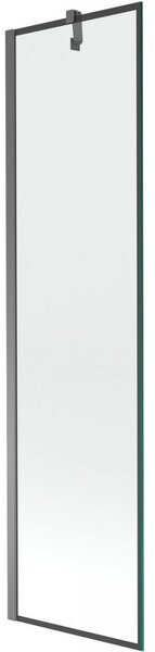 Mexen Next, 1-krídlová vaňová zástena 50 x 150 cm, 6mm číre sklo - čierny vzor, grafitová, 895-050-000-00-70-95