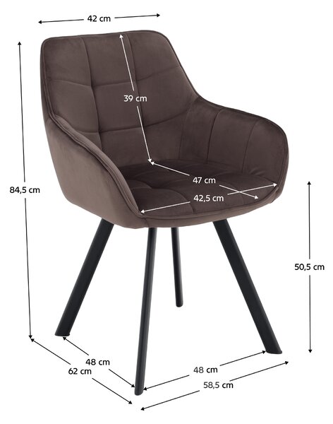 KONDELA Dizajnové kreslo, sivohnedá Velvet/čierna, PETIN