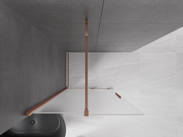 Mexen Velar, sprchová zástena s posuvnými dverami Walk-in 80 x 200 cm, 8mm sklo námraza, ružové zlato, 871-080-000-33-60