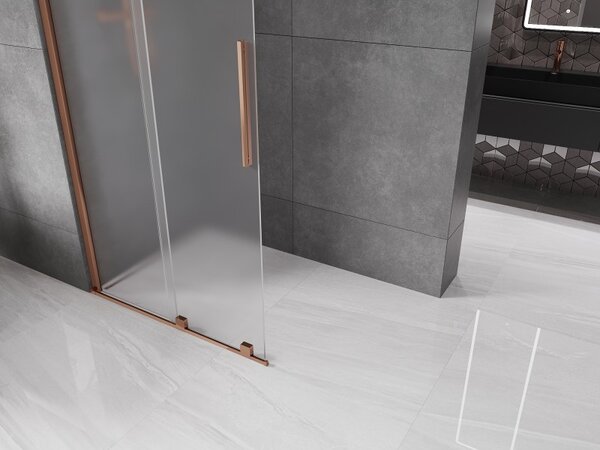 Mexen Velar, sprchová zástena s posuvnými dverami Walk-in 80 x 200 cm, 8mm sklo námraza, ružové zlato, 871-080-000-33-60