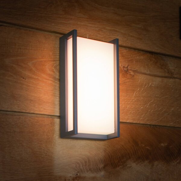 LUTEC connect Inteligentné vonkajšie nástenné svietidlo QUBO, tmavošedá, 22 cm, IP54, RGB,, Hliník / sivá / zinok, Hliník, Moderný, Nástenné svietidlo