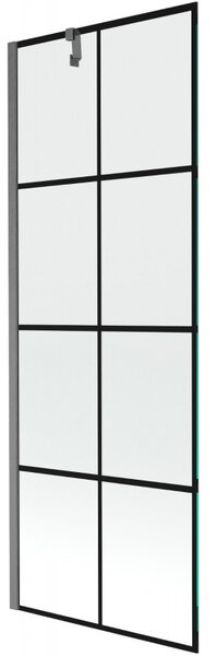 Mexen Next, 1-krídlová vaňová zástena 70 x 150 cm, 6mm číre sklo - čierny vzor, brúsený grafit, 895-070-000-00-77-66