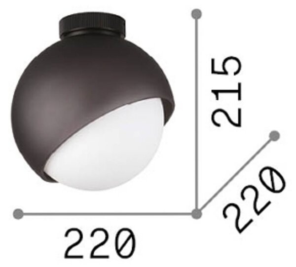 IDEAL LUX Stropné svietidlo Bloom, Ø 22 cm, čierne, kov/sklo, Čierna, Obývacia izba / jedáleň, kov, Moderný, Stropné svetlo polkruhové s priestorom