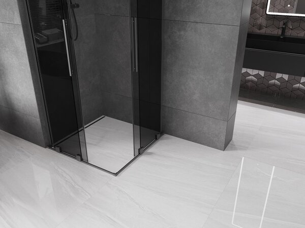 Mexen Velar L Duo, sprchový kút s posuvnými dverami 80 x 80 cm, 8mm šedé sklo, brúsený grafit, 871-080-080-02-43-95