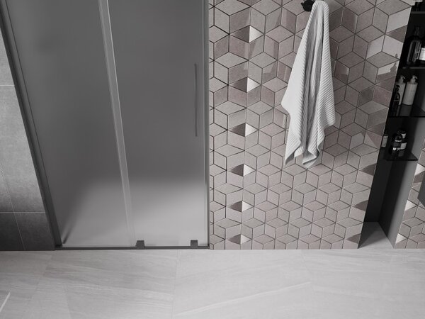 Mexen Velar L, posuvné sprchové dvere do otvoru 90 cm, 8mm sklo námraza, brúsený grafit, 871-090-003-31-95