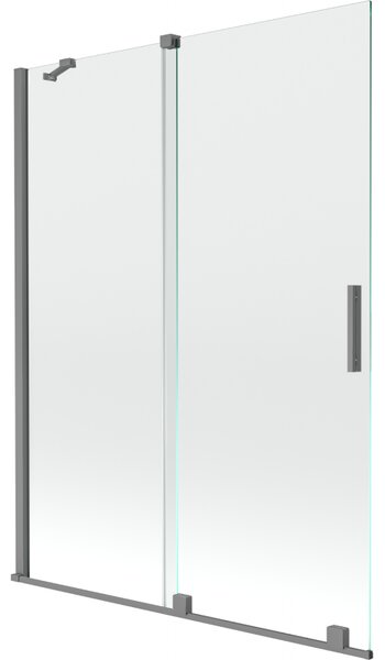 Mexen Velar, 2-krídlová posuvná vaňová zástena 130 x 150 cm, 8mm číre sklo, brúsený grafit, 896-130-000-01-95