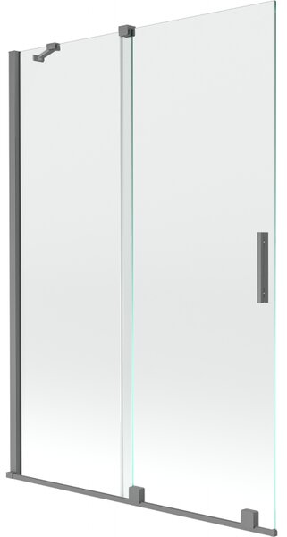 Mexen Velar, 2-krídlová posuvná vaňová zástena 120 x 150 cm, 8mm číre sklo, brúsený grafit, 896-120-000-01-95