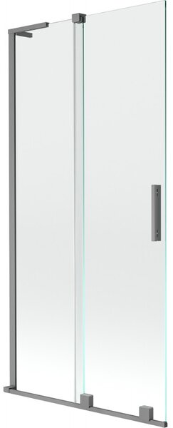 Mexen Velar L, 2-krídlová posuvná vaňová zástena 90 x 150 cm, 8mm číre sklo, grafitová matná, 896-090-003-01-95