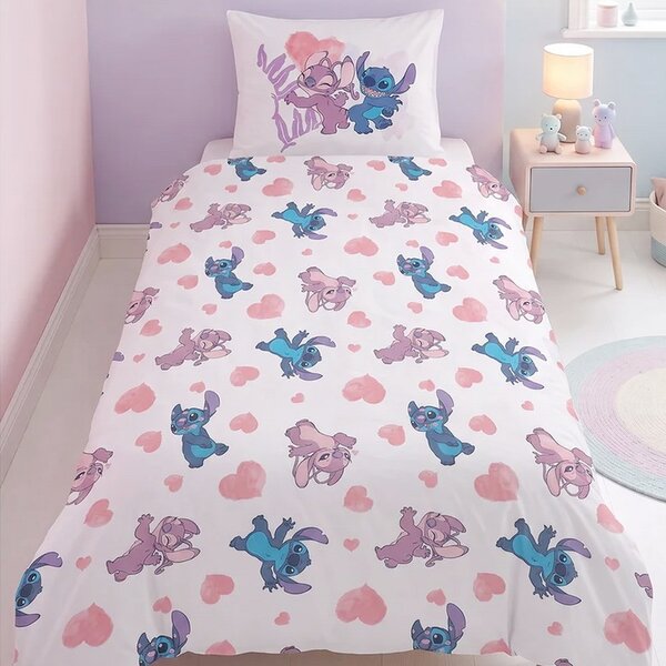 Bavlnené posteľné obliečky Lilo & Stitch – Nerozlučná dvojka Stitch a Angel - 100% bavlna - 70x90 cm + 140x200 cm