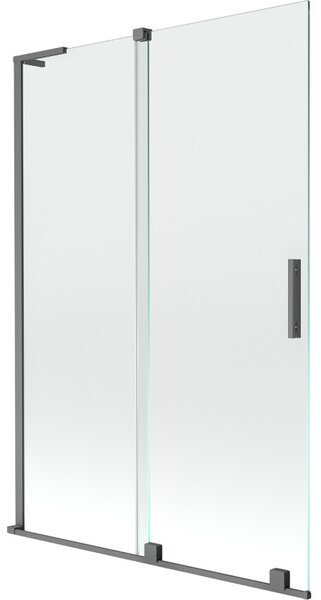 Mexen Velar L, 2-krídlová posuvná vaňová zástena 120 x 150 cm, 8mm číre sklo, grafitová matná, 896-120-003-01-95