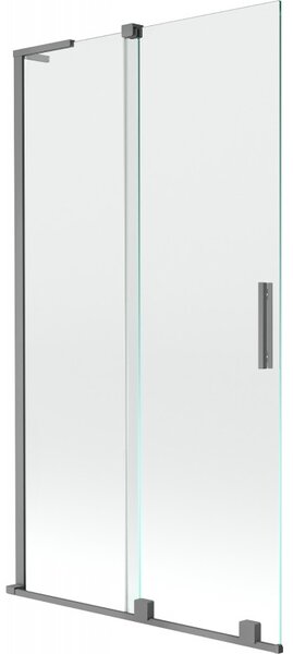 Mexen Velar L, 2-krídlová posuvná vaňová zástena 100 x 150 cm, 8mm číre sklo, grafitová matná, 896-100-003-01-95