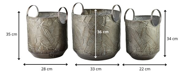 Mondex Sada 3 ks kvetináčov MARINA IX hnedá