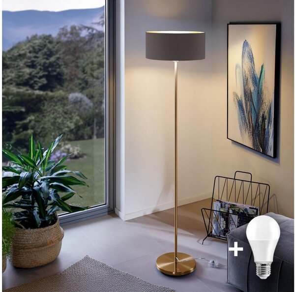 LED stojacia lampa TUNJA 1xE27/20W/230V, priemer 38 cm, zlatá/hnedá