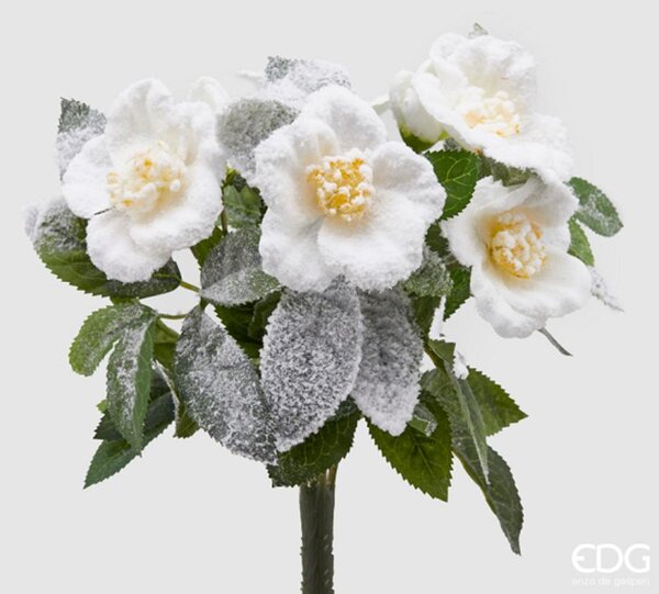 EDG Zasnežená kvetina vo zväzku biela, 30cm