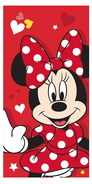 Jerry Fabrics Detská osuška MINNIE - Red heart 70x140 cm