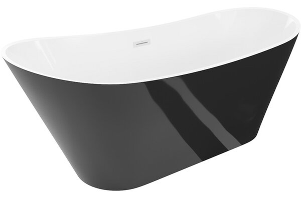 Mexen Dora, voľne stojaca vaňa 150 x 75 cm, biela/čierna, biely prepad, 52071507575-20