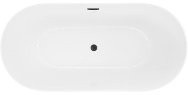 Mexen Luna, Slim voľne stojaca vaňa 170 x 75 cm, biela, čierny prepad, 52041707500-70