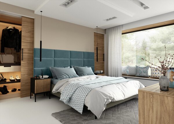 Set čalúnených panelov 240x90 VALERIO - svetlo modrý