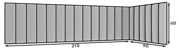Set čalúnených panelov 210x90x60 VALERIO - šedý