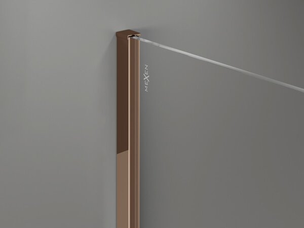 Mexen, Mexen Kioto-X sprchová stena 60 x 200 cm, matná 10 mm, ružové zlato - 800-060-101-60-30-X