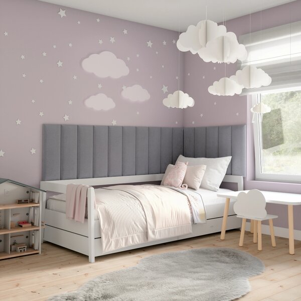 Set čalúnených nástenných panelov 300x60 VALERIO - svetlo šedý