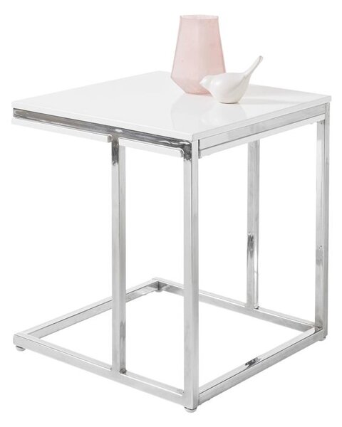 Prístavný stolík RENO MINI biela/strieborná