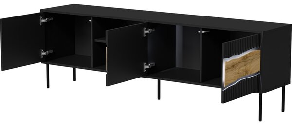 MEBLINE Komoda RTV CONTE 190 3D1W čierna / dub wotan
