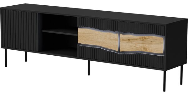 MEBLINE Komoda RTV CONTE 190 3D1W čierna / dub wotan