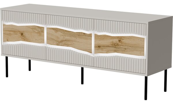 MEBLINE Komoda RTV CONTE 150 3D kašmír / dub wotan