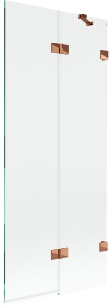 Mexen Lunar, 2-krídlová vaňová zástena pravá 80 x 150 cm, číre sklo, ružové zlato, 897-080-100-60-00-P