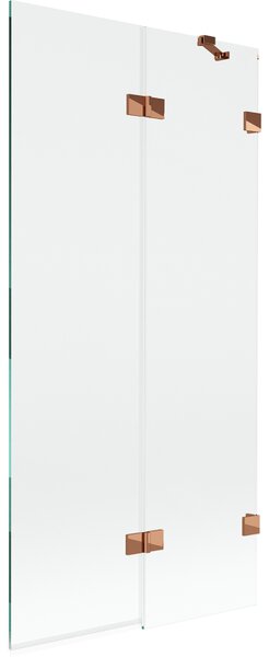 Mexen Lunar, 2-krídlová vaňová zástena pravá 90 x 150 cm, číre sklo, ružové zlato, 897-090-100-60-00-P