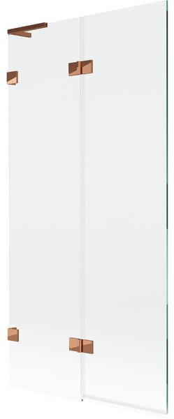 Mexen Lunar L, 2-krídlová vaňová zástena ľavá 90 x 150 cm, číre sklo, ružové zlato, 897L-090-100-60-00-L